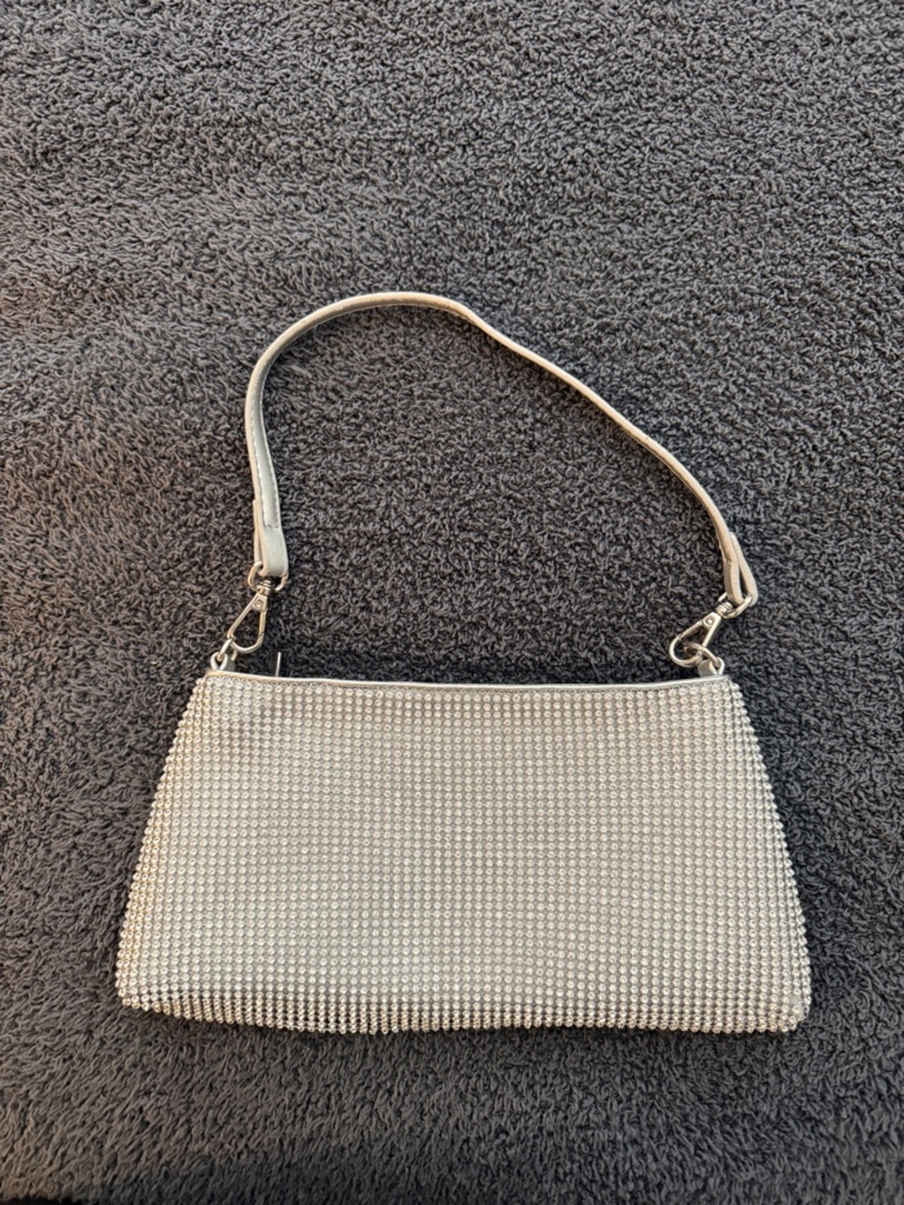 Silver Rhinestone Evening Shoulder Bag